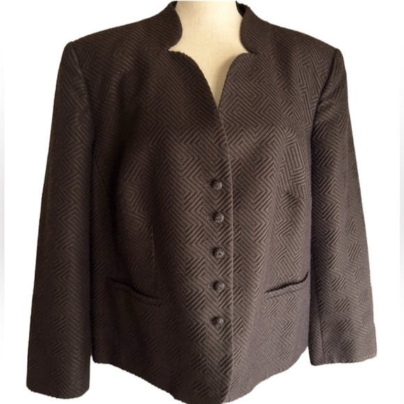 Talbots Jacket Brown Geometric Texture Evening Formal Blazer plus size 18W - Picture 1 of 16